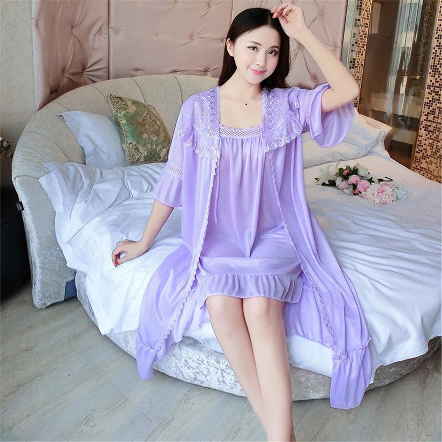 2024 Sexy V Neck Nightdress Sl - đánh giá và giá Robe Silk Women