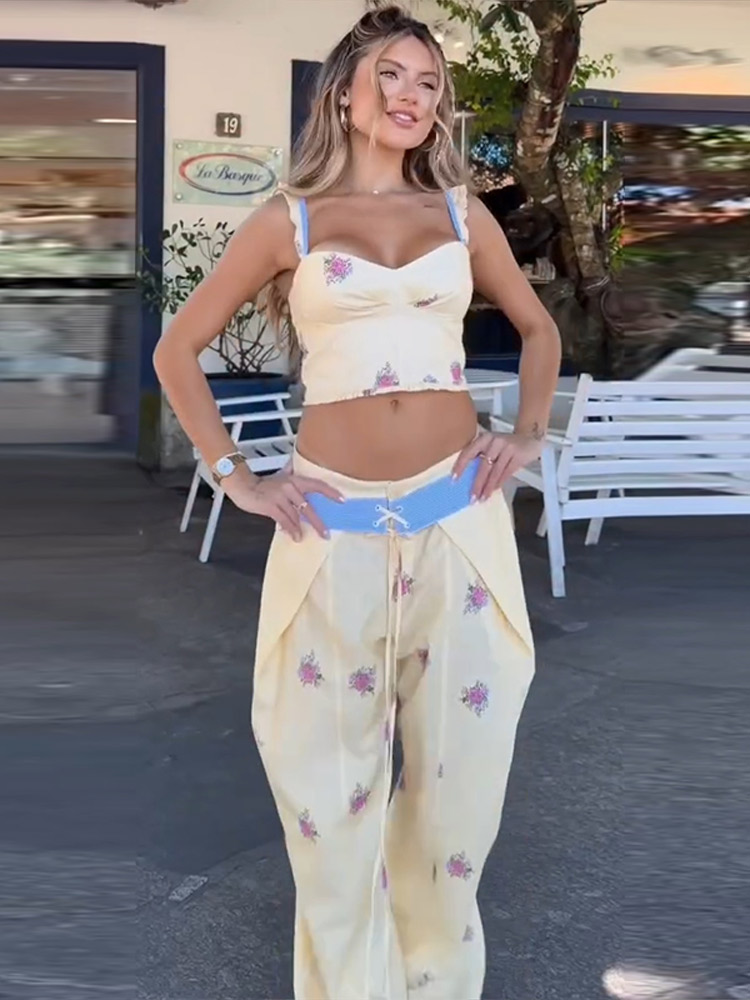 Y2K Floral Printed 2 Pcs Set S - đánh giá và giá Cami Top Lace