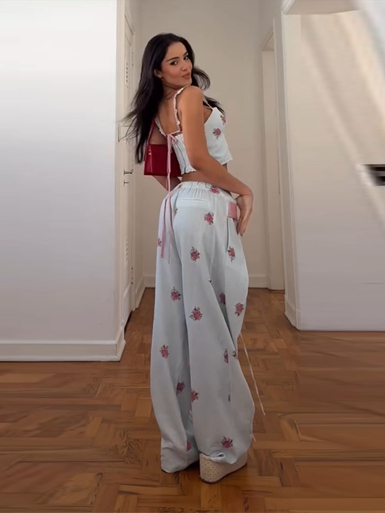 Y2K Floral Printed 2 Pcs Set S - đánh giá và giá Cami Top Lace